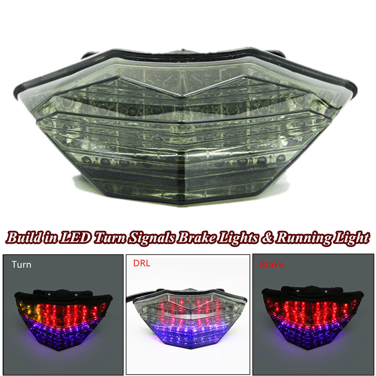 LED Turn Signal Tail Brake Running Light For Kawasaki Ninja 250 250R 300 2013-16