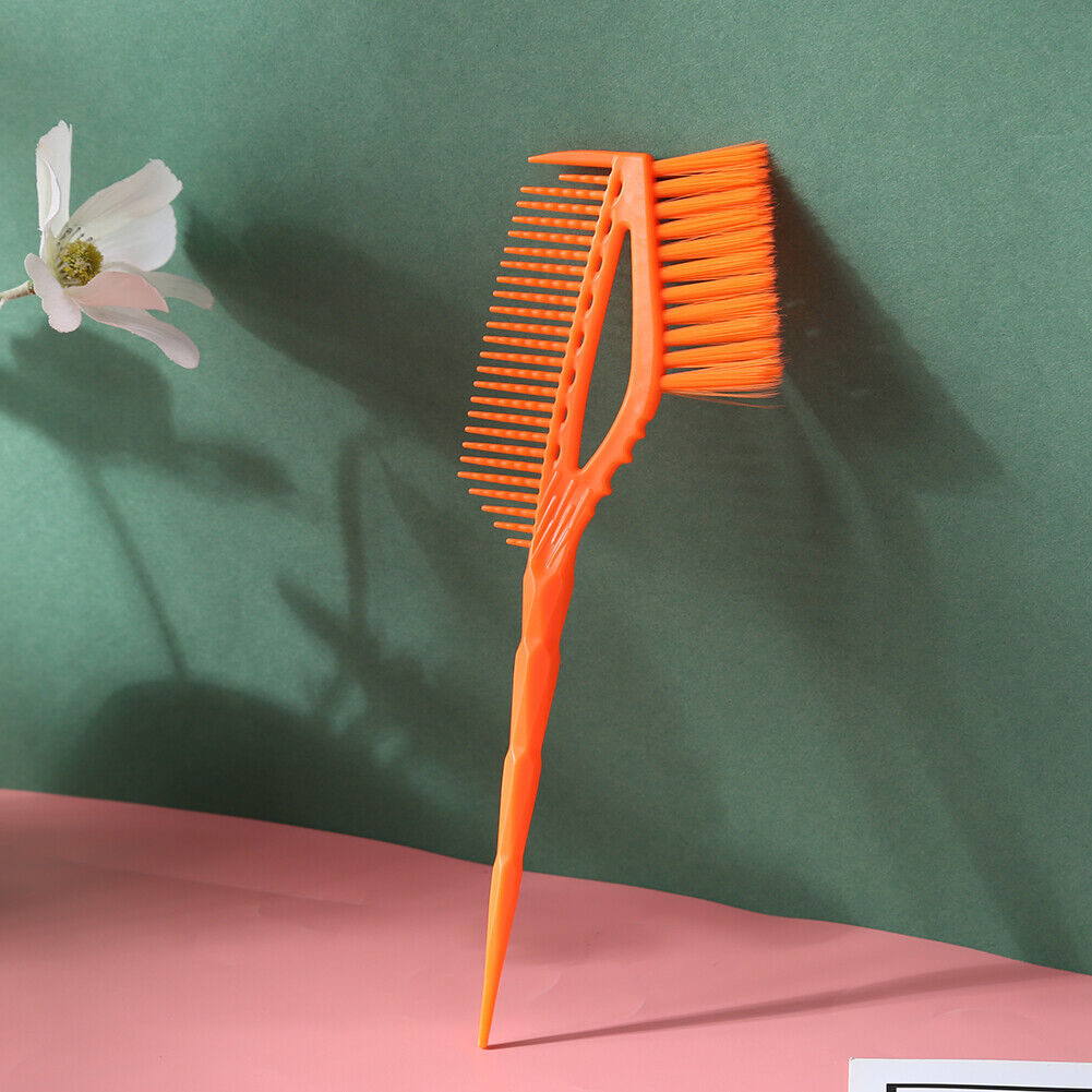 Barber Hair Dye Comb with Brush Plastic Hair Coloring Applicator (Orange)