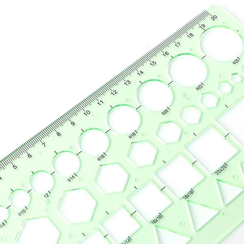 Plastic Circle Square Hexagon Geometric Template Ruler Stencil Measure Tool NEW