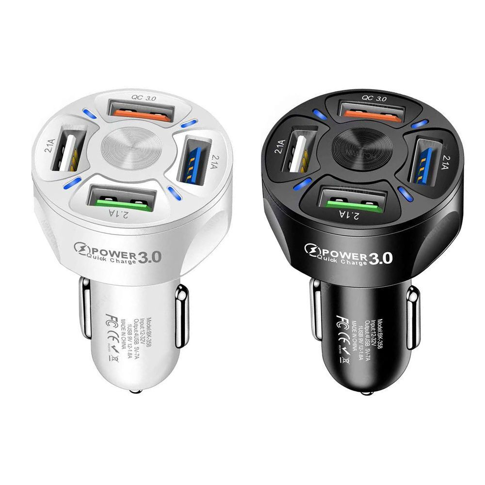 New QC 3.0 Adapter Smart Phone Car Charger Fast Charging 4-Port USB LED Display
