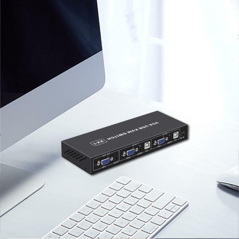 USB Switch 2 In 1Out VGA KVM Docking Station Switch Selector Printer Sharing Hub