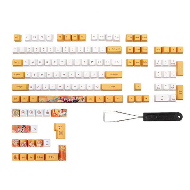 PBT OEM Mechanical Keyboard Keycaps Dunhuang Theme for 124 Keys Dye Subb Keycap