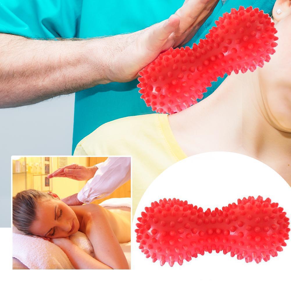 Peanut Shape Massage Fitness Ball Stress Relax Body Spiky Massager (Red)