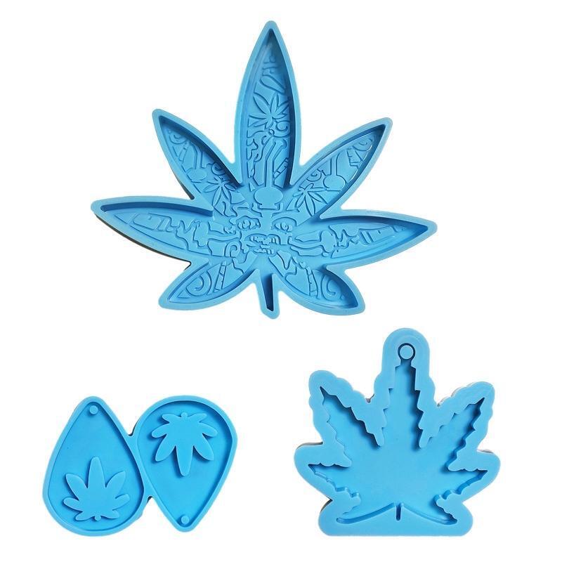 Hemp Leaves Earring Mold Keychain Molds DIY Silicone Maple Leaf Pendant Clay