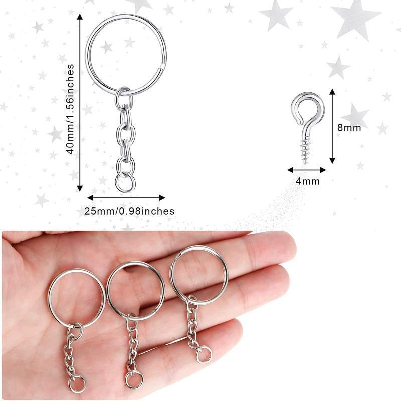 Fashion Screw Eye Pins Key Chain Split Key Ring with Chain Open Jump Ring