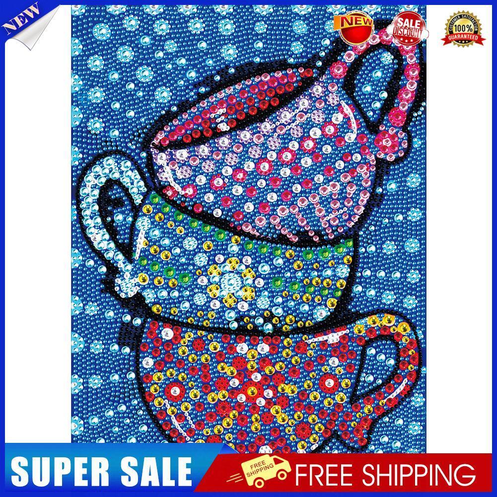 5D Diamond Painting Crystal Cup Round Partial Art Picture Rhinestone Decor