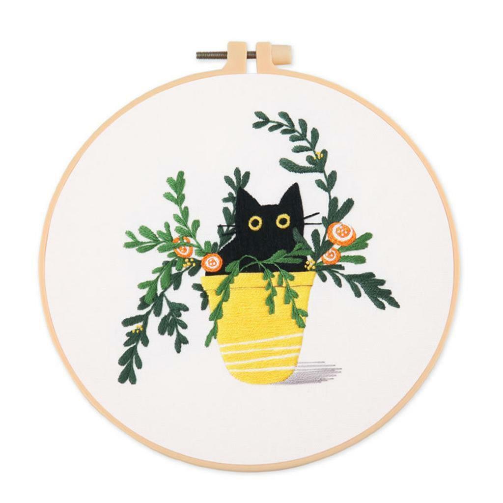 5 Set Cat Needle Embroidery Kit with Needles Valentine's Day Decoration