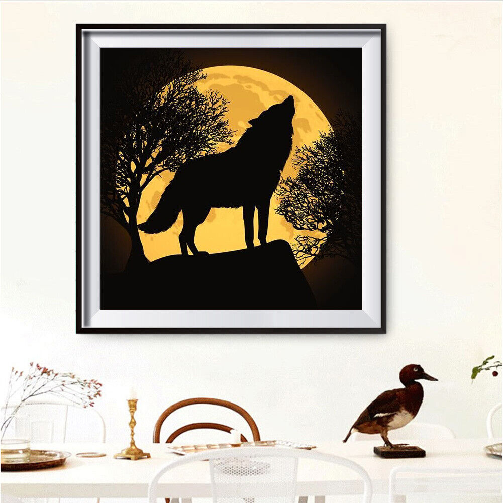 Moon Wolf Full Round Drill DIY Mosaic Diamond Painting Animal Wall Decor