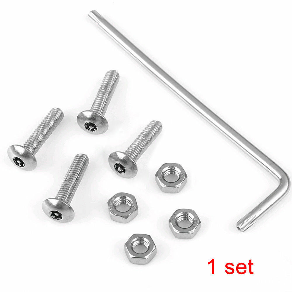 1 Set Car Anti Theft Anti-Tamper Security License Plate Screws Stainles Steel