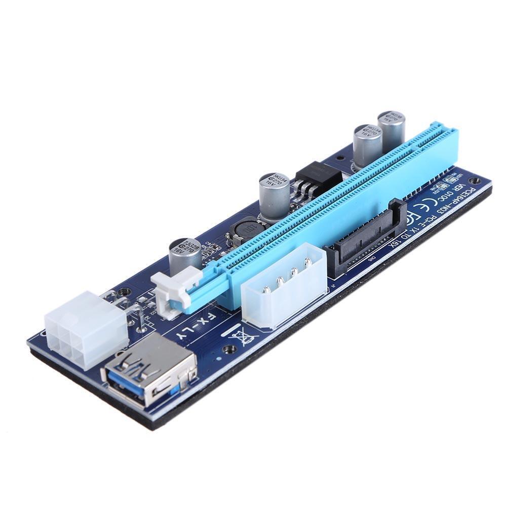 6 Pin PCI Express Riser Card 1x to 16x USB 3.0 Cable with Light for Miner