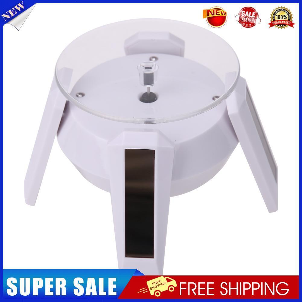 Solar Powered 360 Degree Jewelry Rotating Display Stand Turn Table LED Ligh