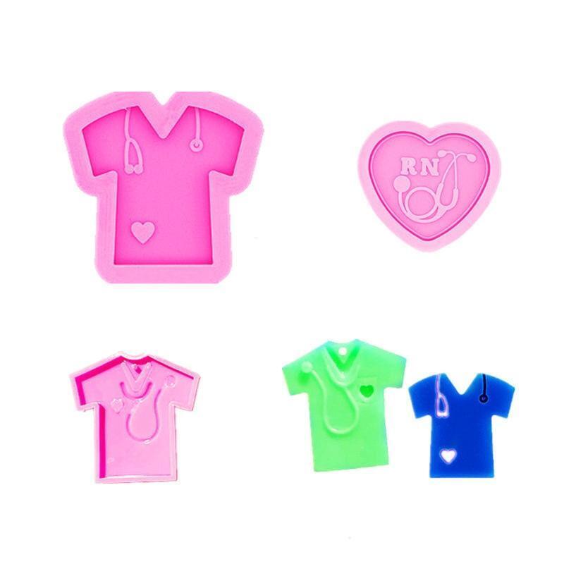 Heart-shaped Keychain Silicone Mold Loving Nurse Auscultation Clothes Pendant