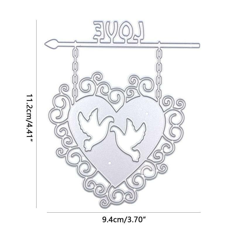 Couple Bird Heart Sign Frame Metal Cutting Dies Stencil DIY Embossing Template