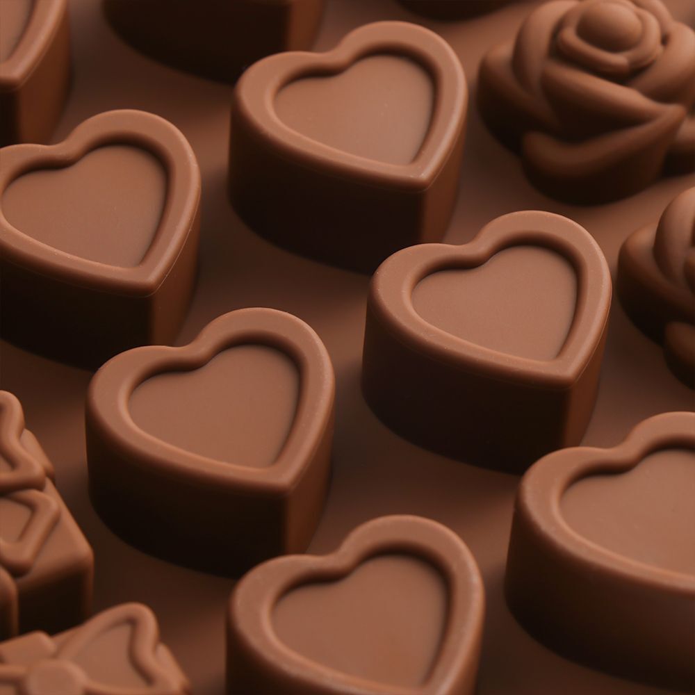 Chocolate Mold Wax Melts Ice Tray Cake Making Rose Hearts Silicone Mould