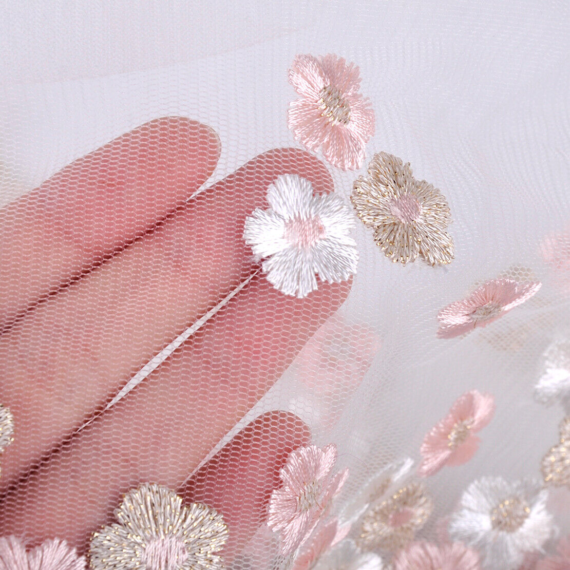 1 Yard Embroidered Leaf Flower Tulle Lace Edge Trim Sew Wedding Bridal Dress Li