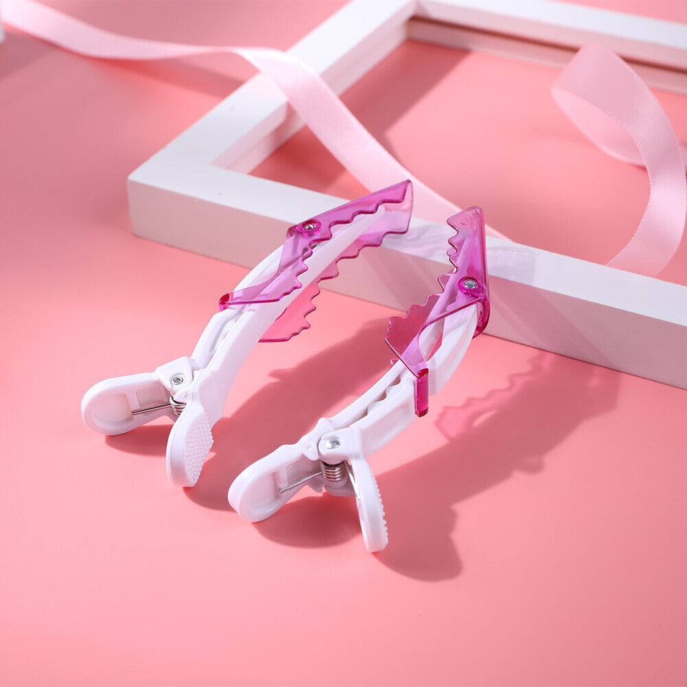 10pcs Plastic Salon Hair Clip Set Hairdressing Crocodile Hair Grip (Pink)