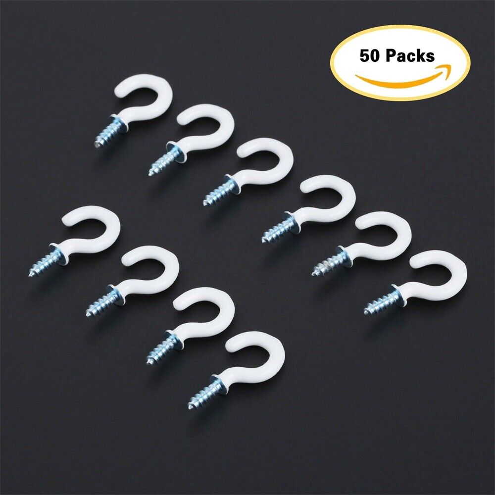 50Pcs 0.94" Strong Sharp Vinyl Coated Ceiling Hooks Space-saving Household Item