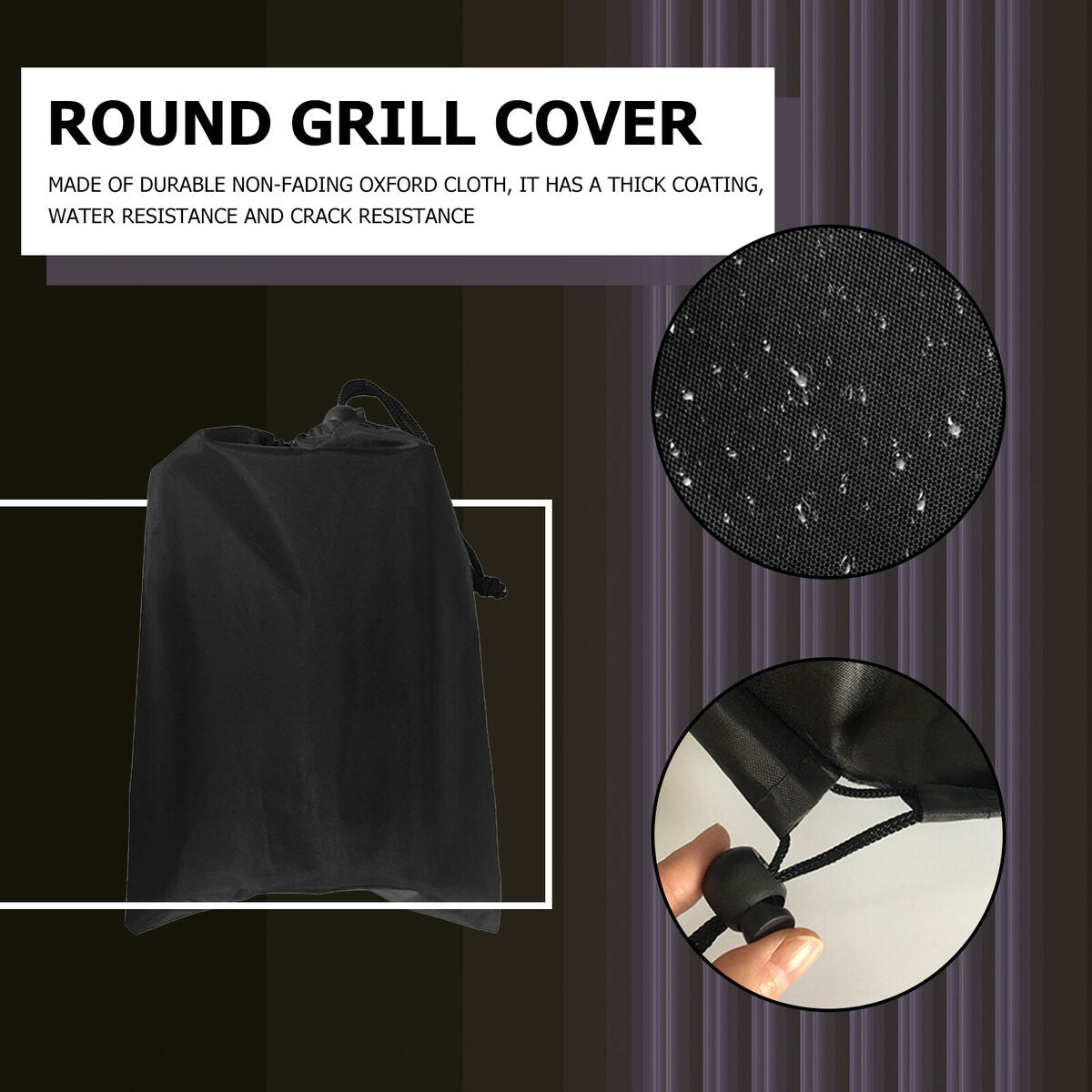 Round BBQ Grill Cover, Waterproof Barbecue Oven Protector (86 X 36cm)