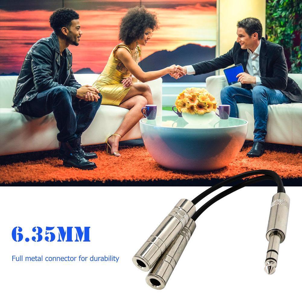 6.35mm Male Jack Stereo Splitter Cable 2X 1/4 inch Female Plug Audio Y Cord