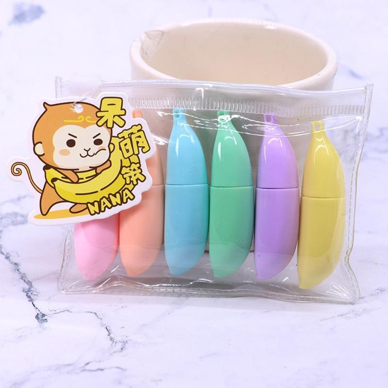 6 Colors Novelty Highlighter Marker Pens Non Toxic Quick Drying Kid Graffiti Set