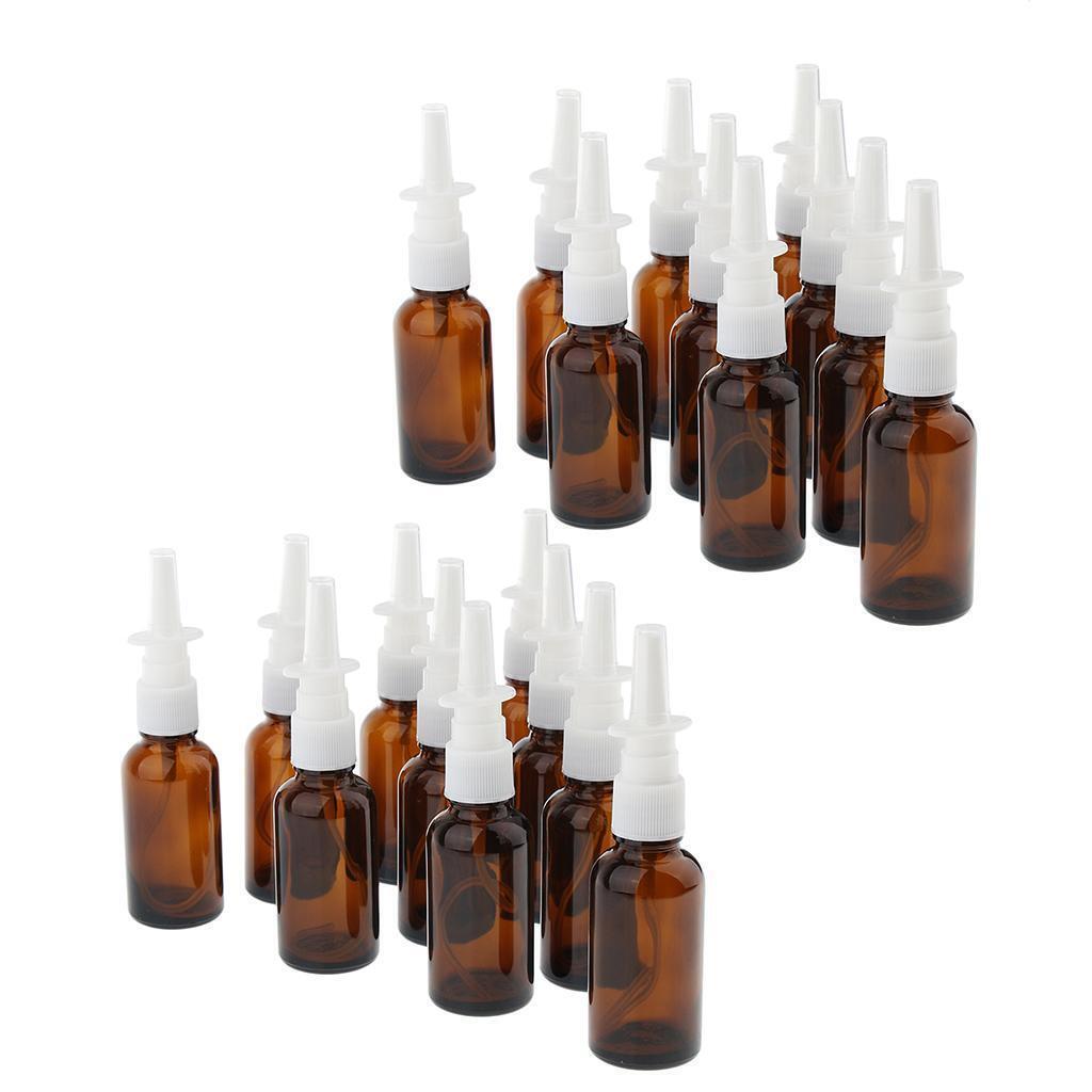 20 Pieces 30ml Empty Glass Nasal Spray Bottle Fine Mist Vials Sprayer Brown