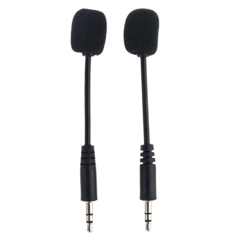 2pcs Headset 3.5mm Microphone Bendable Gaming Mic For Smart Phone PC Recording