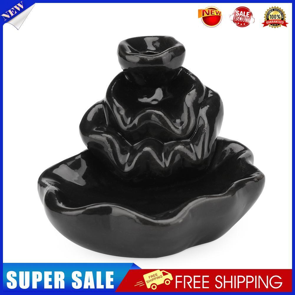 Lotus Ceramic Censer Smog Backflow Office Home Decor (Incense Burner-C)