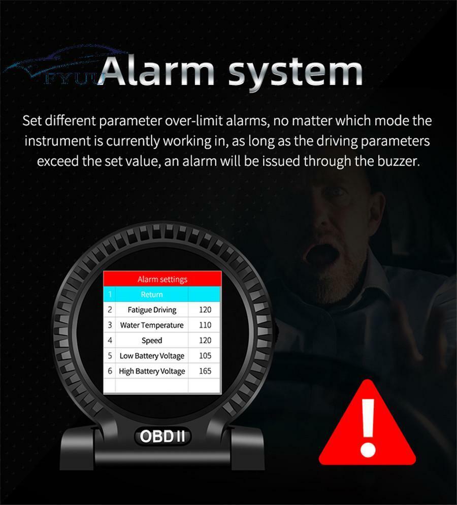 Zinc Alloy Head-Up Display OBD2 Car Gauge Display Digital Multi Insrtument Black