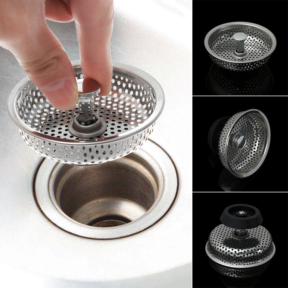 Steel Waste Drainer Sink Strainer Colander Food Hair Stopper Plug Filter Basket