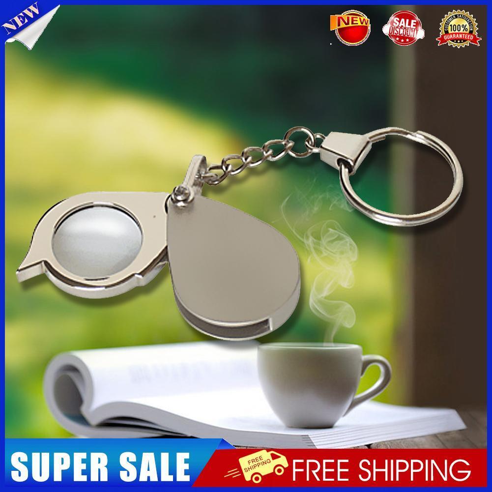 Portable 8X Folding Key Ring Magnifier with Key Chain Daily Magnifying Tool
