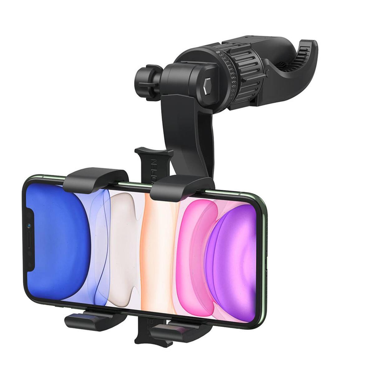 Car Rearview Mirror Phone Holder 360 Degrees Knobs Multiangle Adjustment Free