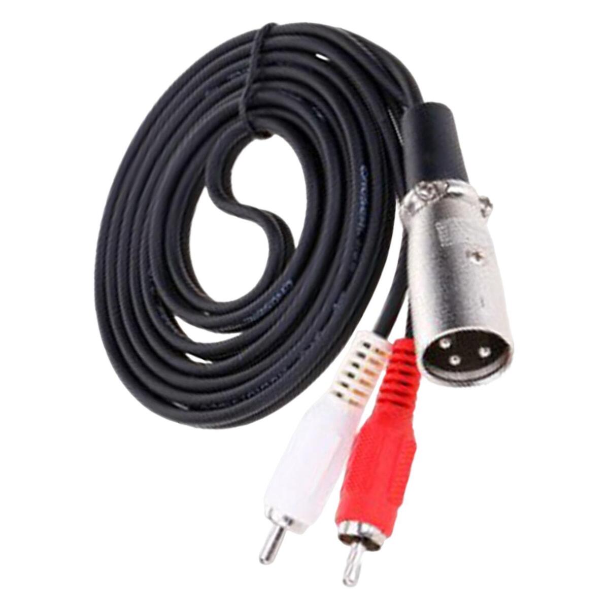 Pro XLR 3 Pin Male to Dual RCA Male Plug Cable Adapter Mic Audio Y Splitter