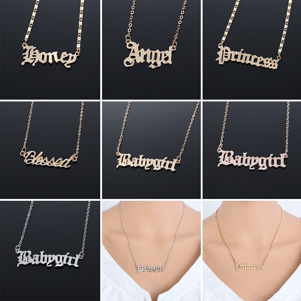 Gifts Princess Blessed Honey Angel Babygirl Bib Necklace Letter Pendants