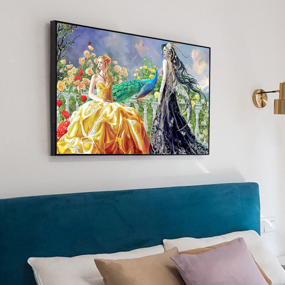 Drill Picture Round DIY Fairy Beauty in Garden Painting Full 5D Diamond Kit
