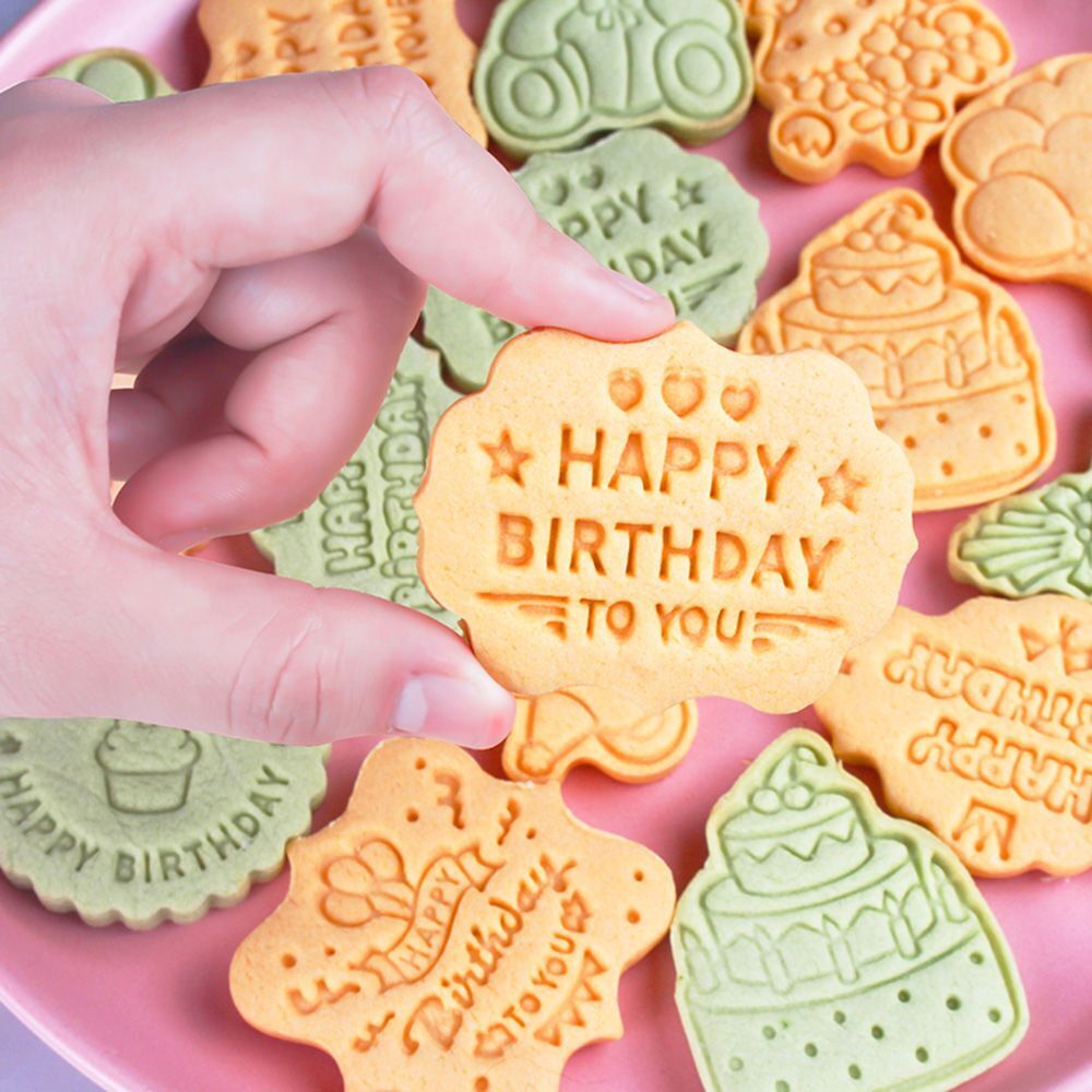 Decor Pressable DIY Biscuit Mold Cookie Cutters Birthday Theme Baking Tools