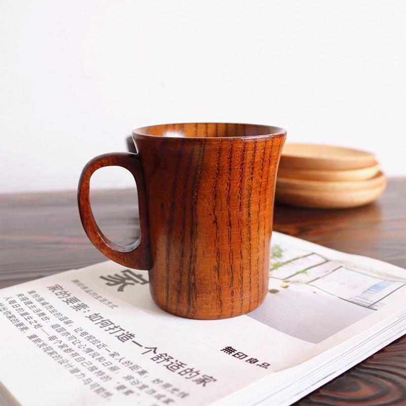 Jujube Mug Wooden Coffee Beer Mugs Wood Cup Handmade Tea Cup with Handle
