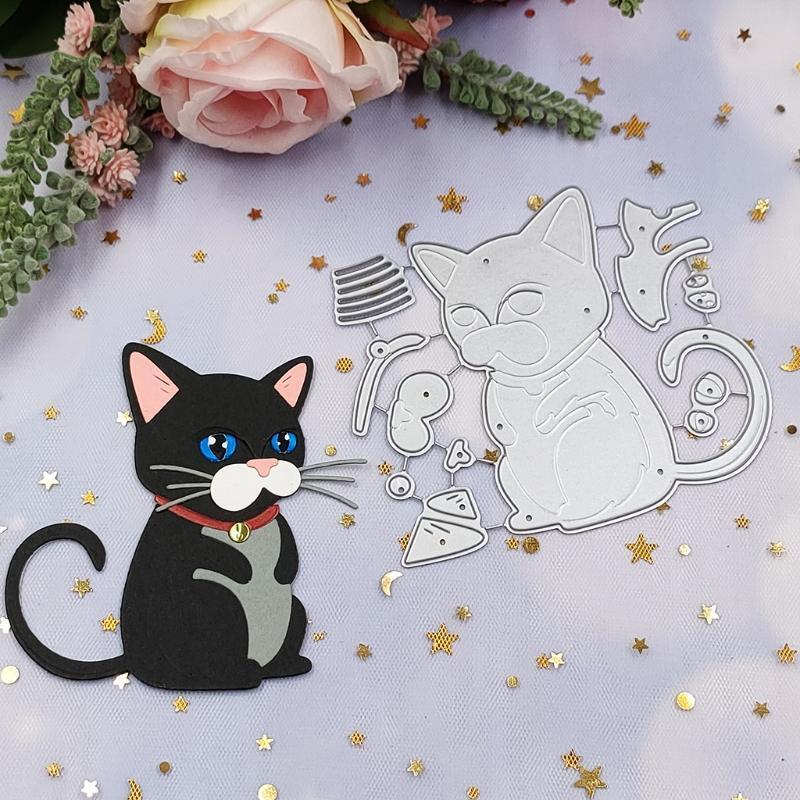 Cute Sitting Cat Carbon Steel Cutting Dies DIY Scrapbooking Photo Album Cards