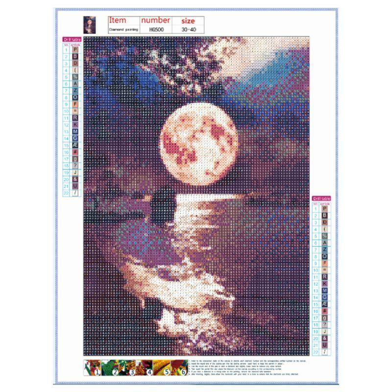 4 Pack Night Moon 5D DIY Diamond Painting Kits Full Drill Rhinestone Embroidery