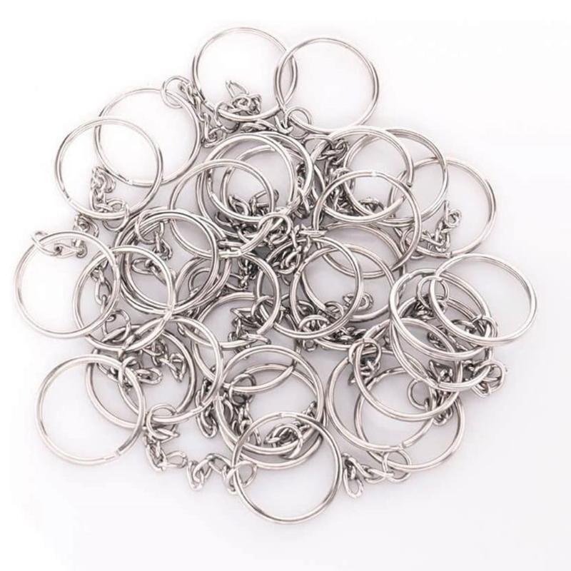 Keychain Ring Set 20pcs Splits Key Ring Hoops with Chain 20pcs Metal Jump Rings