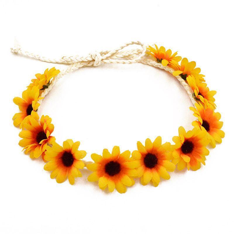 Simulated Flower Headband Boho Wedding Sunflower Hair Band Elastic Daisy Tiara