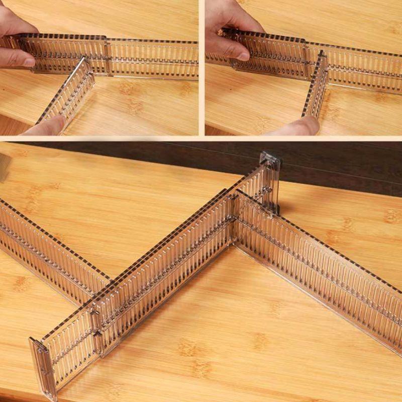 2 Pcs Adjustable Drawer Separators Divider Plastic DIY Socks Closet Organizer