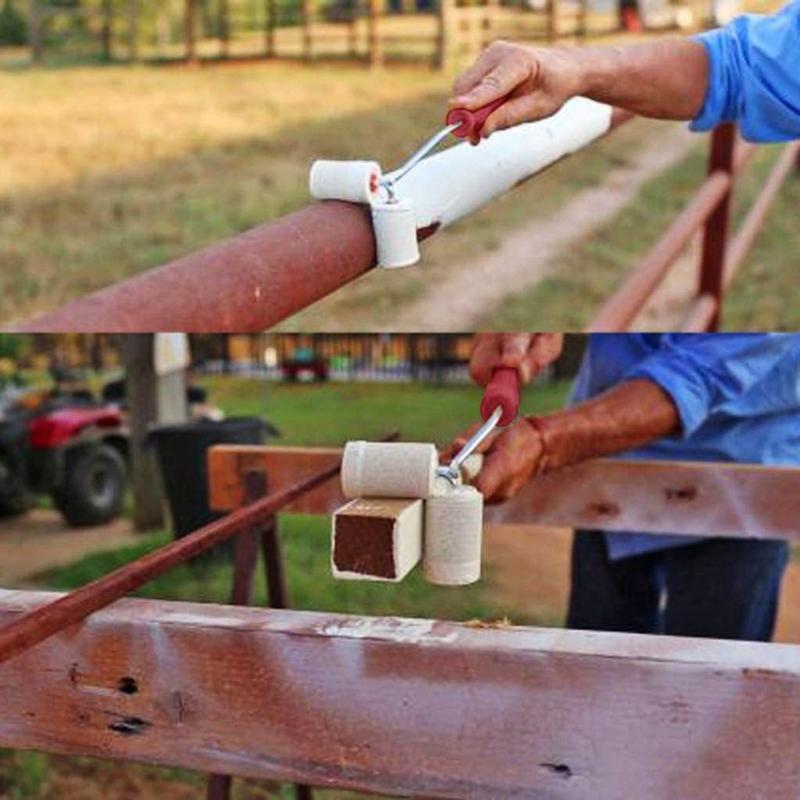 Paint Double Sided Roller Kit for Household Railings Brush Spraying Pipes Fences