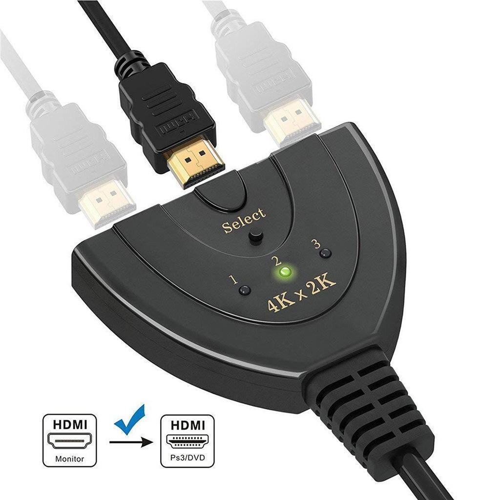 HDMI 3 Port Splitter 4Kx2K Splitter 3 in 1 Output 4K Full Remote Switch