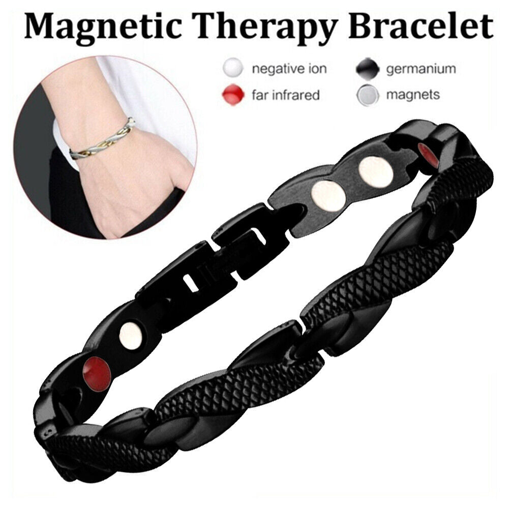 Twisted Dragon Magnetic Therapy Couple Bracelet Detachable Bangles (Black)