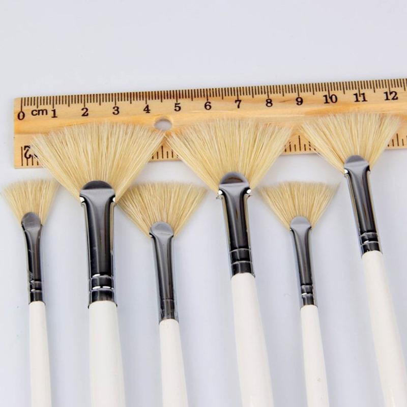 32cm/12.6in Drawing Paints Long Bristles 6 Pcs Fan-shaped Oil Painting Pen Brush