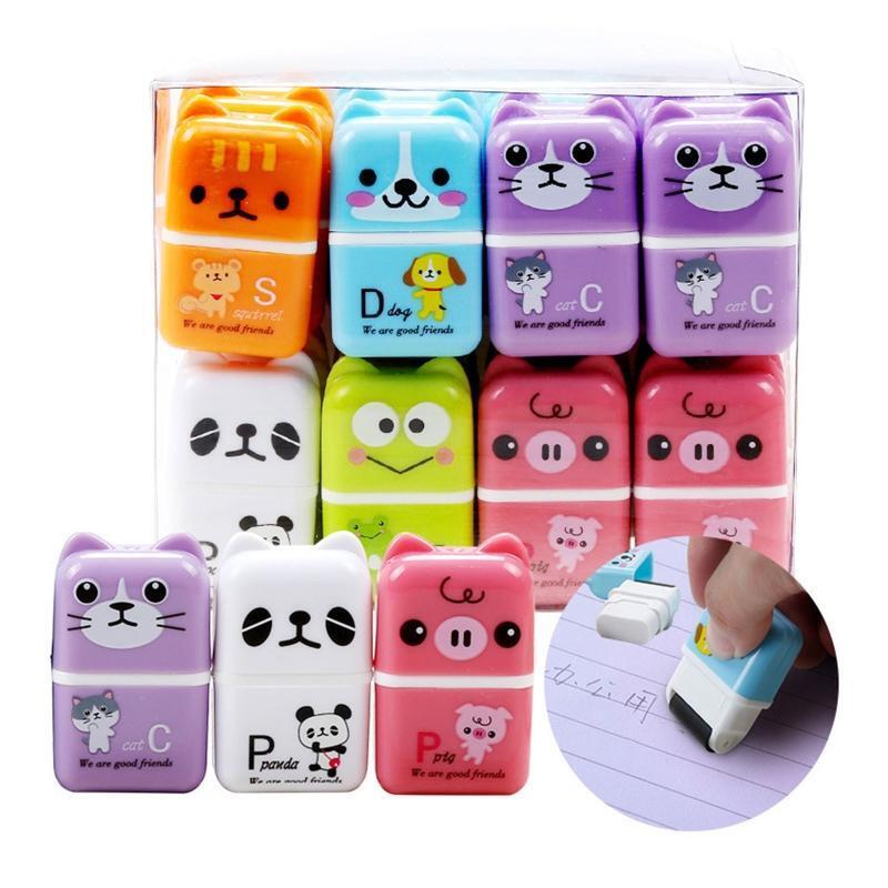 Cartoon Eraser Roller with Lid Portable Pencil Eraser Birthday Party Supplies