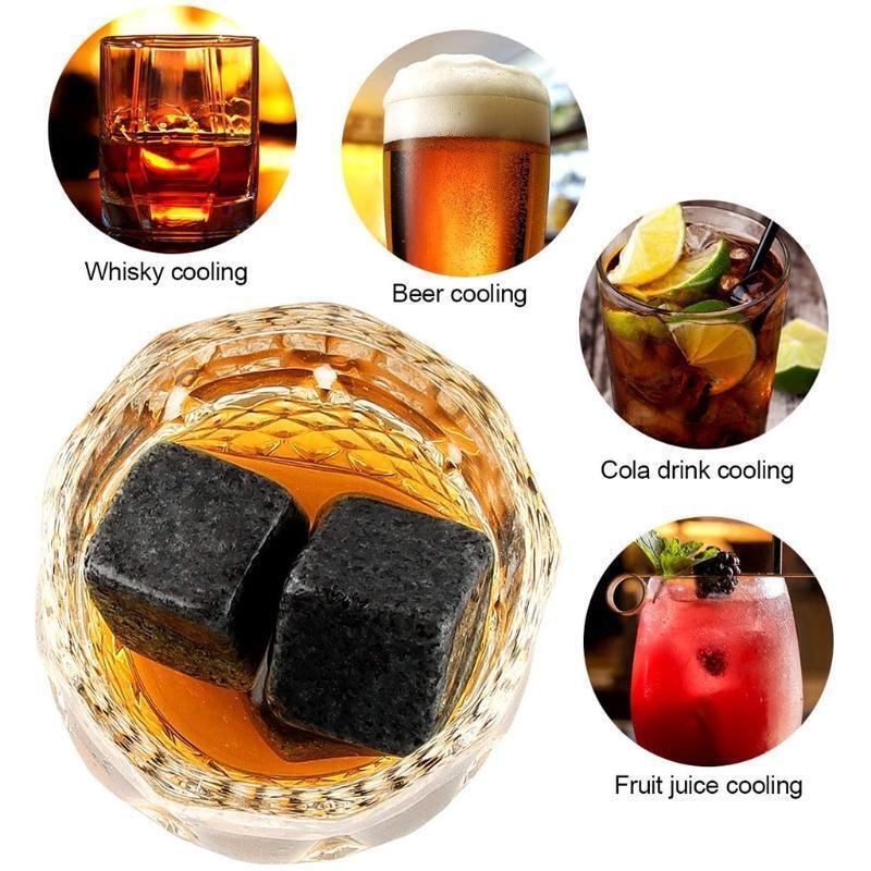 Whiskey Glass Set with 6 Pcs Whiskey Bourbon Chilling Stones in Wooden Box