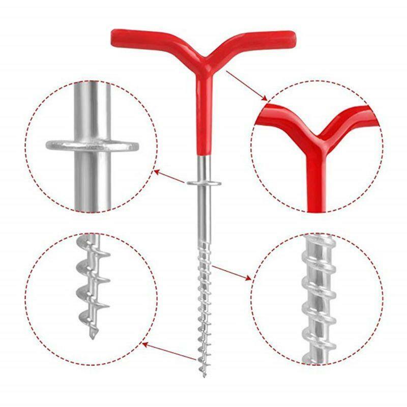 Camping Tent Stake Ice Fishing Screw Rod Stand Screw Thread Ground Anchor Holder