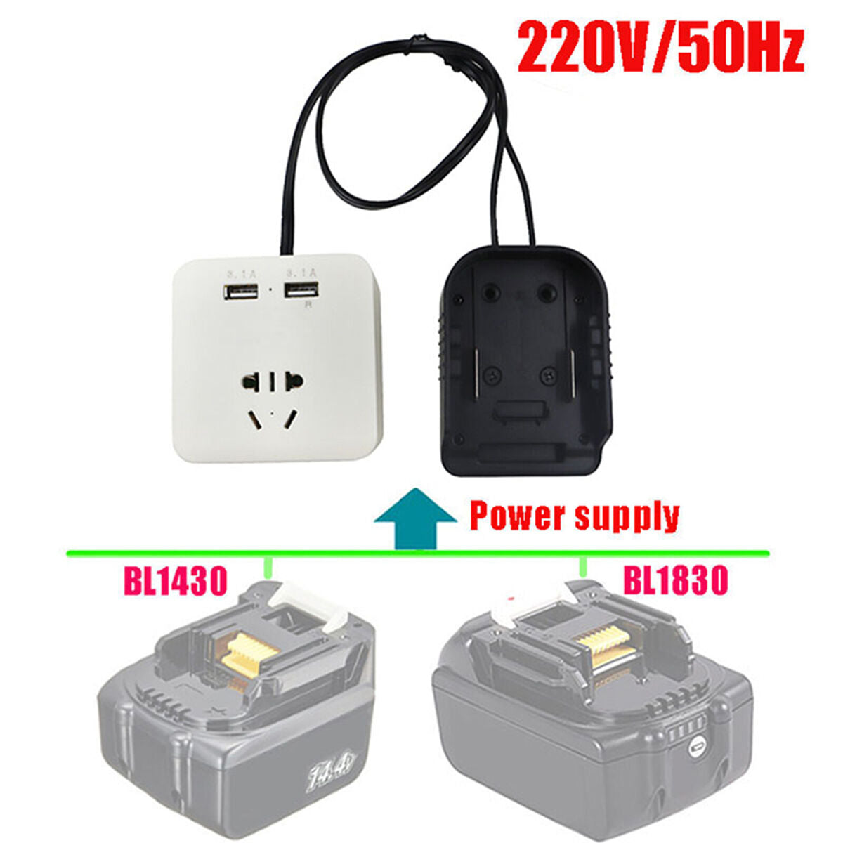 Power Inverter 220V USB Charger 60W for Makita 14.4V 18V Lithium Battery BL18xx