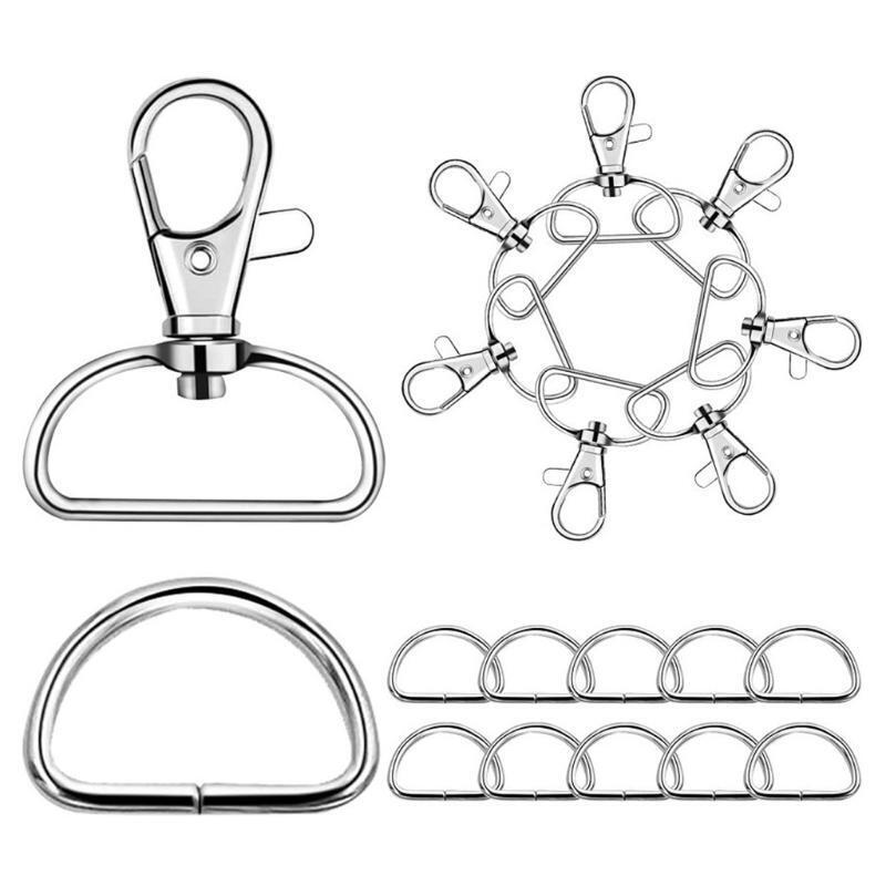 70x Claw Clasp Lobster D Rings Jewelry Make Finding Keyring Deco Gift for Friend